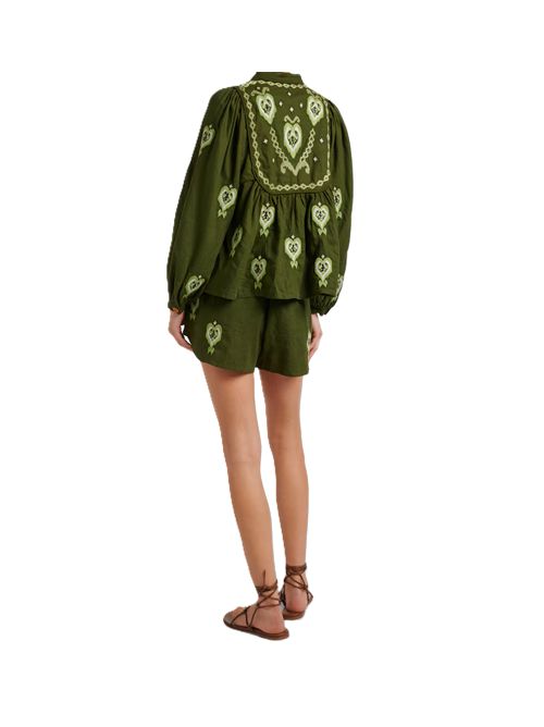 Farm Rio Shorts in lino Verde heart tapestry FARM Rio | 344171L0013 GREEN